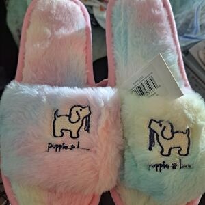 Puppie Love Pastel Fuzzy Slippers